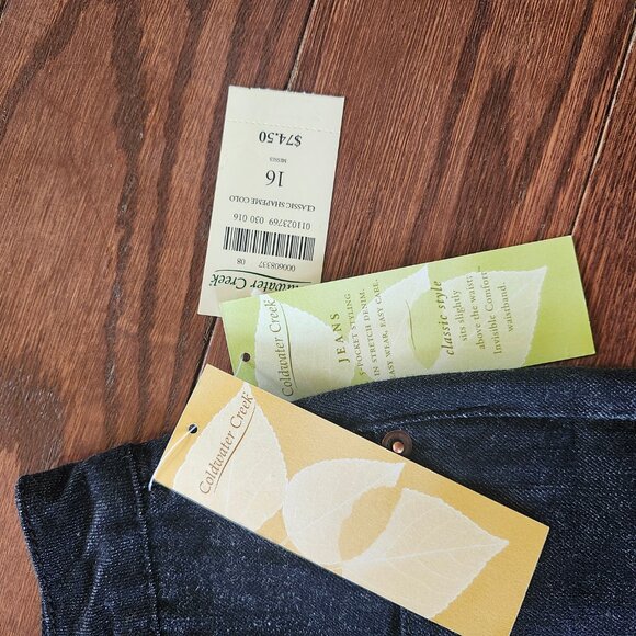 NWT Coldwater Creek Women’s Black Denim Jeans Size 16 Straight Leg Contour Waist - Picture 4 of 11